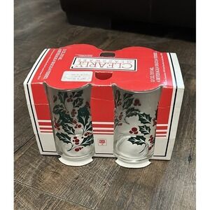 Vintage Set Of 4 Crisa (Holly Berry) 12 oz Christmas Drinking Glasses‎